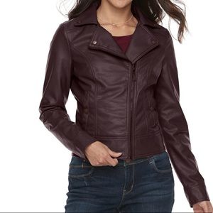 NWT J-2 Moto Faux-Leather Jacket Juniors Size M